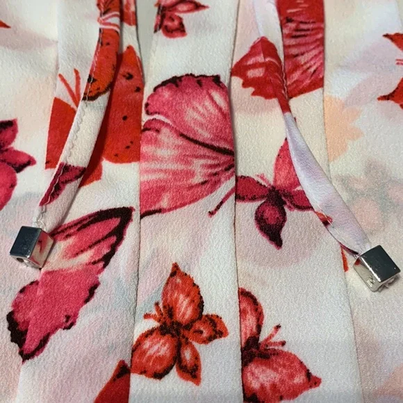 Jones New York Collection Butterfly Print Popover Blouse Size 8 - Picture 9 of 12
